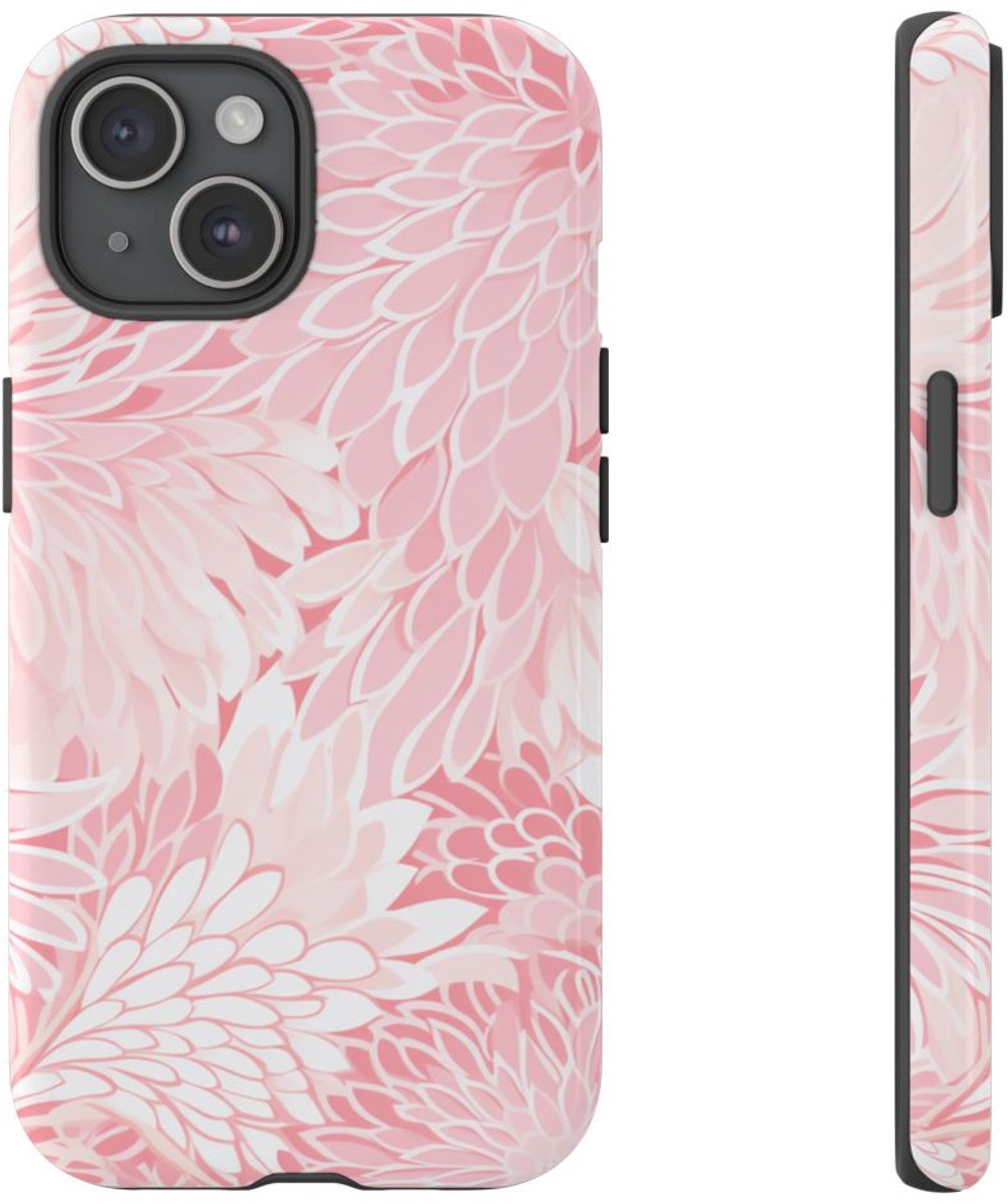 Lichtroze Bloemenpatroon – Telefoonhoesje Geschikt voor iPhone 15