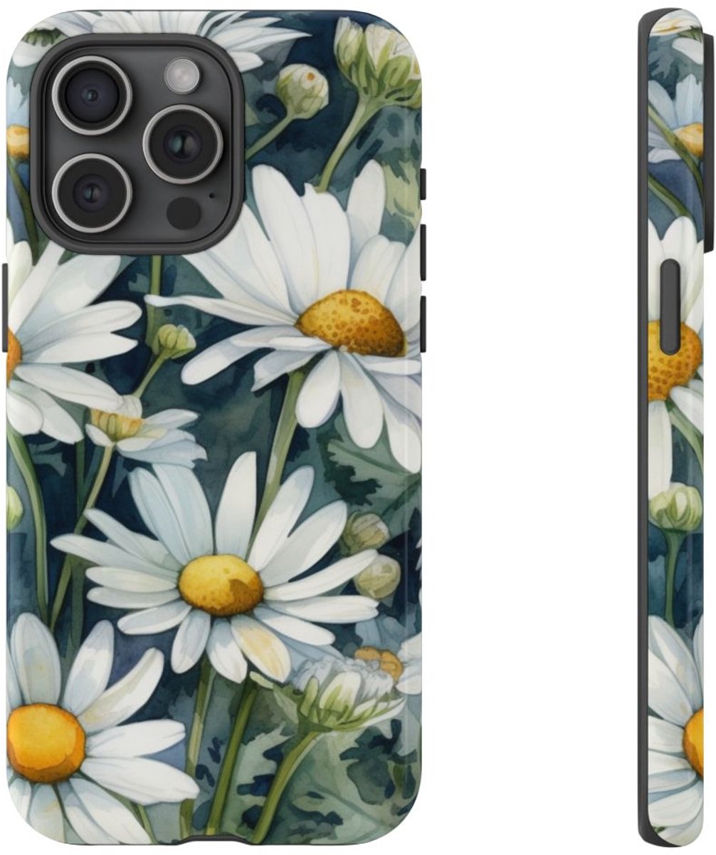 Witte Kamillebloemen in Aquarel – Telefoonhoesje Geschikt voor iPhone 15 Pro Max