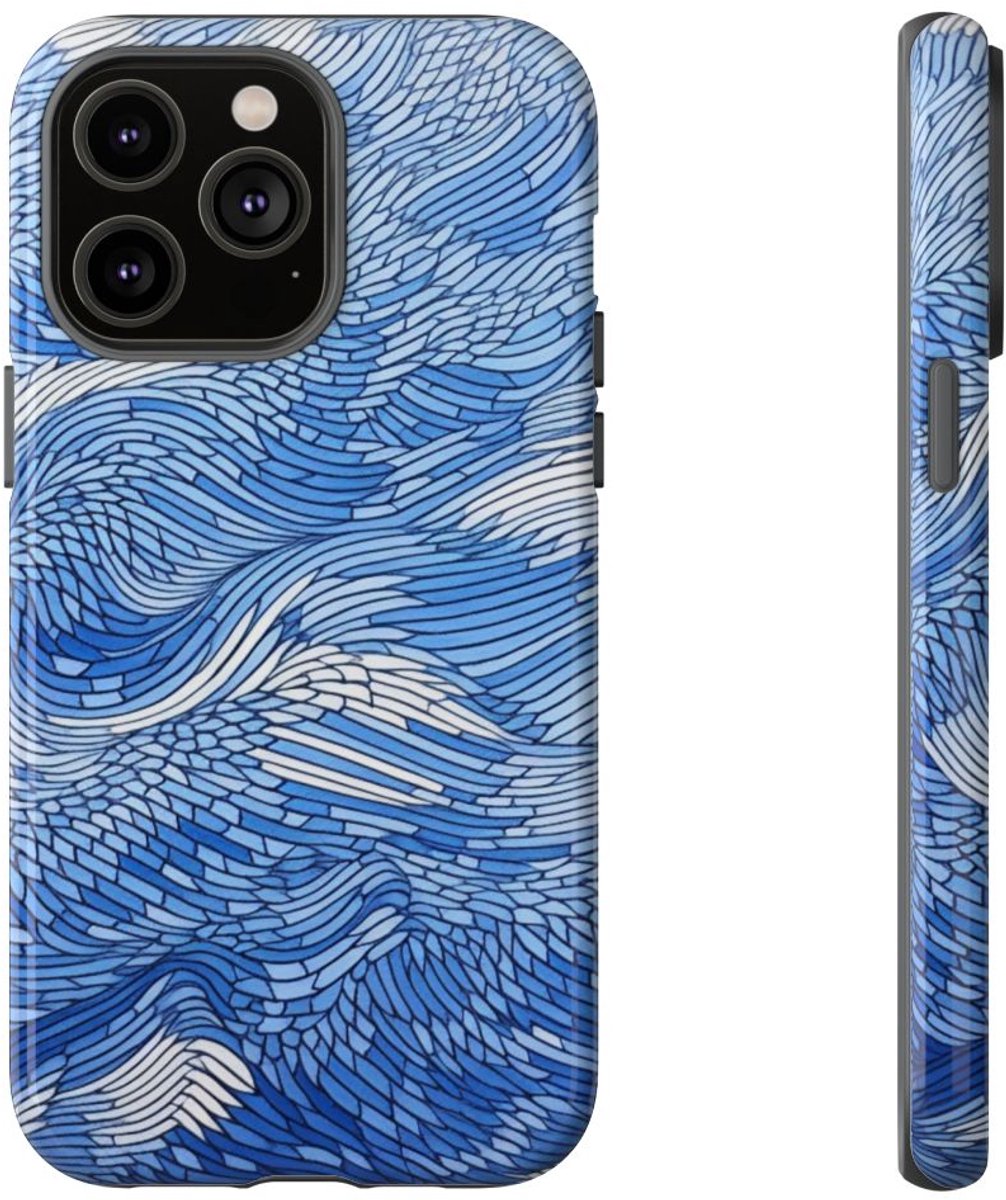Blauw Abstract Lijnenpatroon – Telefoonhoesje Geschikt voor iPhone 14 Pro Max