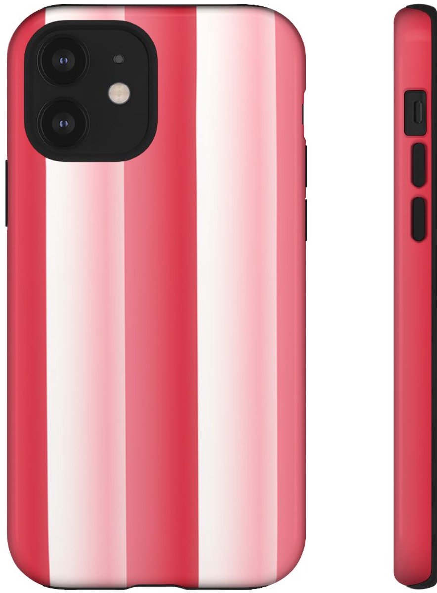 Rood-Wit Gestreept Patroon – Telefoonhoesje Geschikt voor iPhone 12