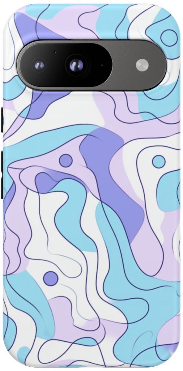 Abstracte Blauwe en Paarse Lijnpatronen – Telefoonhoesje Geschikt voor Google Pixel 9