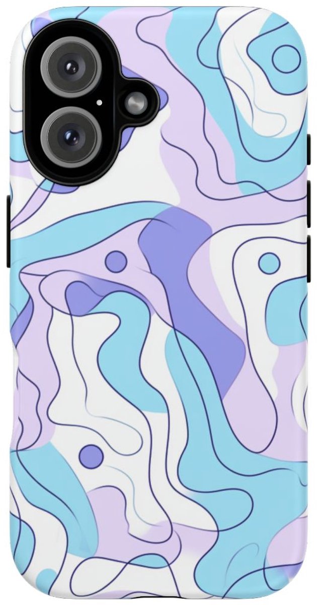 Abstract Blauw-Paars Lijnenspel – Telefoonhoesje Geschikt voor iPhone 16
