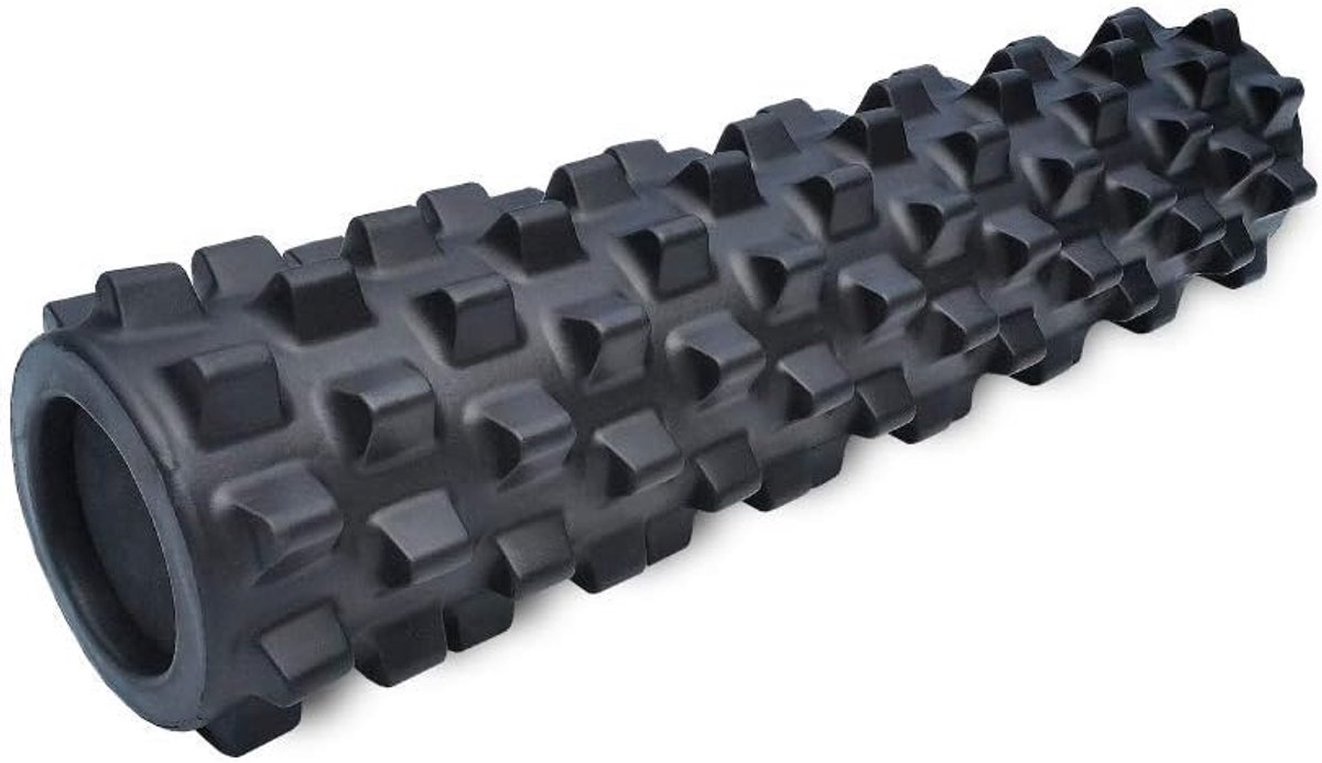 Verlengde 45cm spieren ontspannen massage roller fitness schuim as - EVA stevige wolf tanden yoga kolom -45cm stevige zwart
