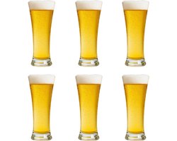 Professionele Bierglazen - (6 Stuks) - 320ml - Bierglas - Bier - Glas - 32cl/0.32L - Pils - Glazen set - Hoogwaardige Kwaliteit - Vaasje - Speciaal Bier - Weizen