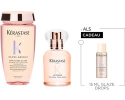 Kérastase Gloss Absolu Anti-frizz Duo + Cadeau - Shampoo 250ml & Hair Mist Haarparfum 30ml + Glaze Drops Haarolie 15ml Cadeau - Voor Lang Haar Gevoelig Voor Pluis