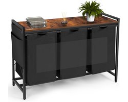 ApexArte® Wasmand 3 Vakken - Wassorteerder - 150 L - Vintage Bruin-zwart