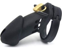 Grote Siliconen Kuisheidskooi - Penis Kooi Siliconen Zwart - Chastity 9 Cm lang
