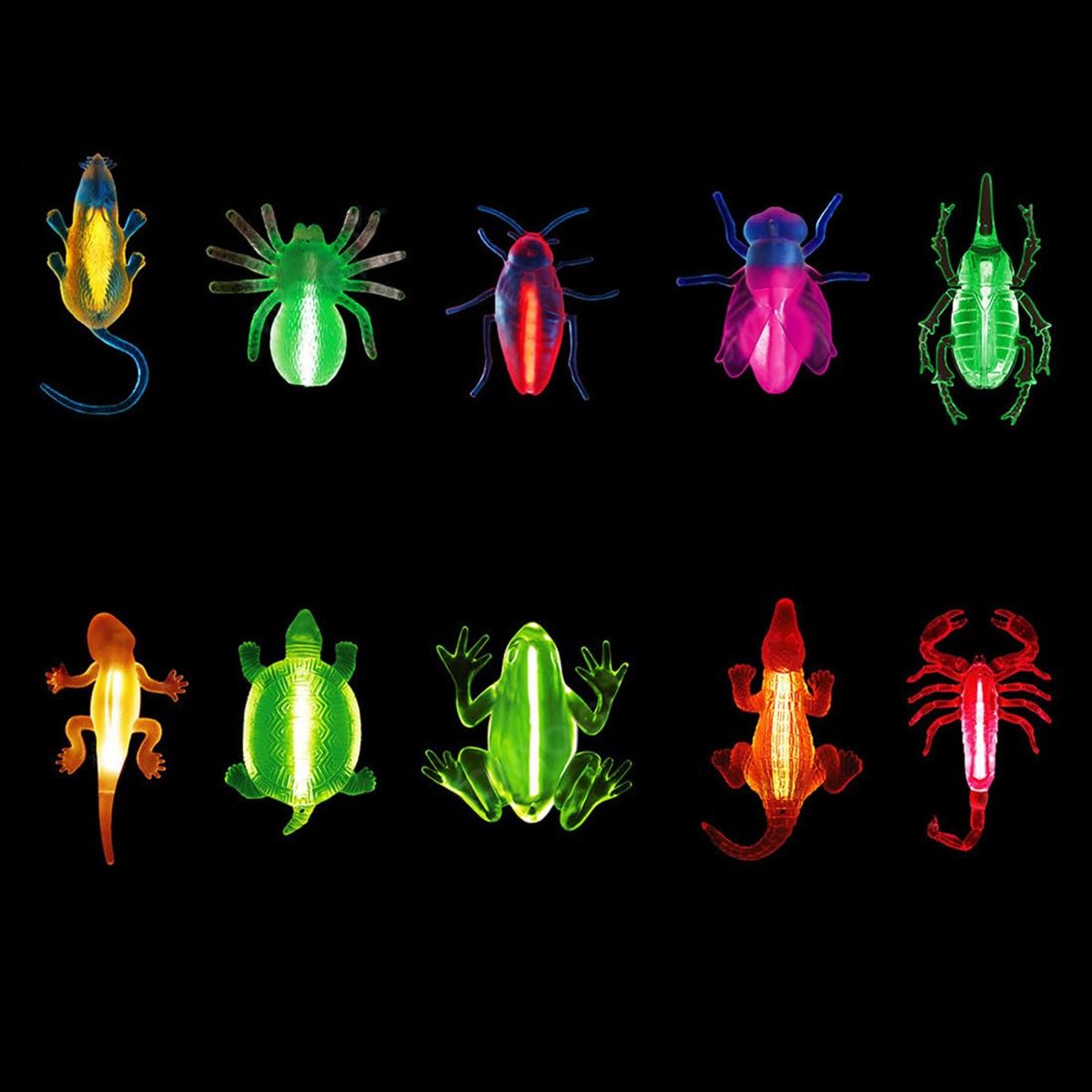 Glow in the Dark Dierfiguren Set - 10 Stuks, Luminous, Plastic, Speelgoed