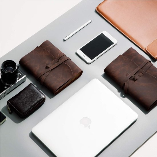 Vitdipy - Carnet - Carnet en cuir - Journal en cuir Vintage - Cuir - Marron foncé - Papier Blanco - 13,5x17,7 cm - Papier 100 grammes - 160 feuilles