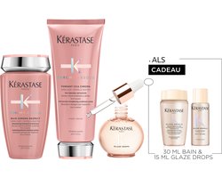Kérastase Chroma Absolu & Gloss Absolu Trio + Cadeau - Shampoo 250ml, Conditioner 200ml & Glaze Drops 45ml + Shampoo 30ml & Glaze Drops 15ml Cadeau - Voor Gekleurd, Lang Haar Gevoelig Voor Pluis