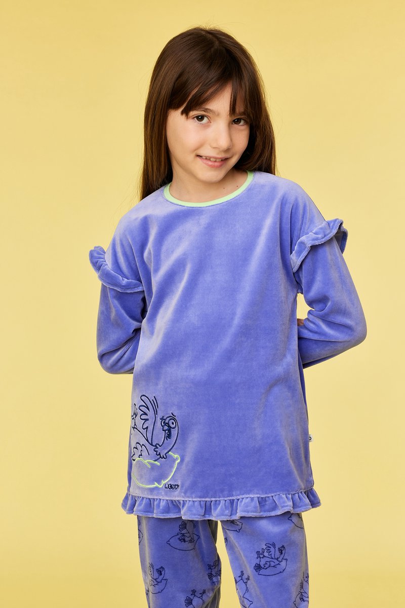 Woody Meisjes-Dames pyjama paars - maat 176/16J
