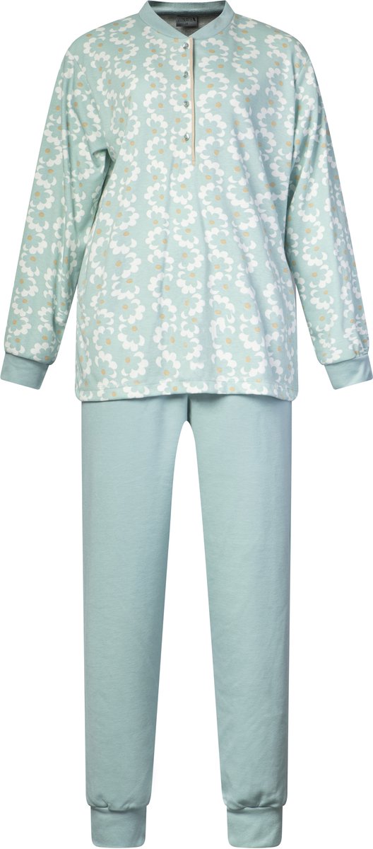 Lunatex warme dames pyjama 124257 - aangeruwd interlock - groen