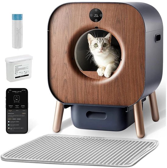Automatische Kattenbak P1 Ultra - Slimme Zelfreinigende Kattenbak - APP Bediening - TUV Gecertificeerd - Geurverwijdering - Extra Groot 8,6L - Veiligheidssysteem met 10 Beschermlagen - Geschikt voor Meerdere Katten