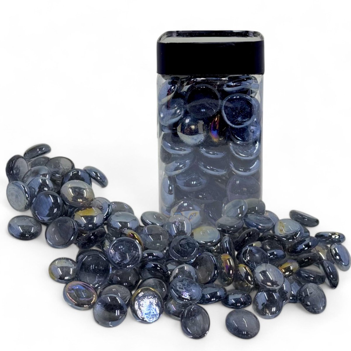 Decoratieve Glasstenen - Transparant, Diameter 2 cm, Set van 450 g, Kleurvast en Iriserend - Ideaal voor Aquarium, Tuin en Vakwerkdecoratie (Grijs)