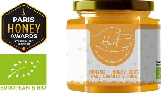 HANT | BIO - Rauwe Honing – Onverhit, Ongefilterd & Puur - 100% EU + GRATIS LEPEL - 500g