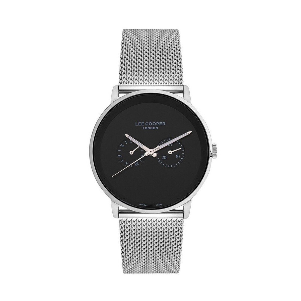 Lee Cooper LC07093.350 - Horloge - Analoog - Mannen - Heren - Milanese band - Zilverkleurig - Zwart - Grijs