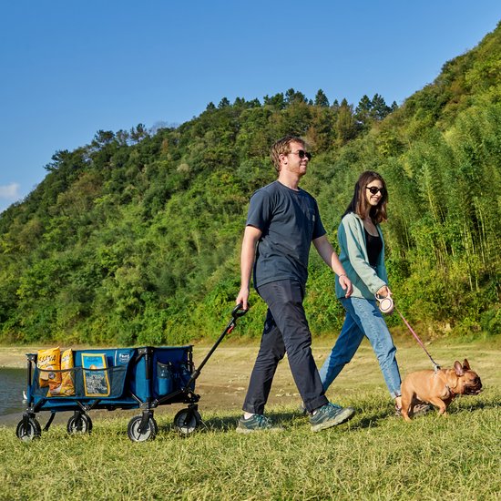 TIMBER RIDGE Bolderkar Opvouwbaar - 200 Liter - 100 KG Draagkracht - all-terrain wielen - Verstelbare hendel - Inklapbare Bolderwagen - Compact - Blauw — afbeelding 2