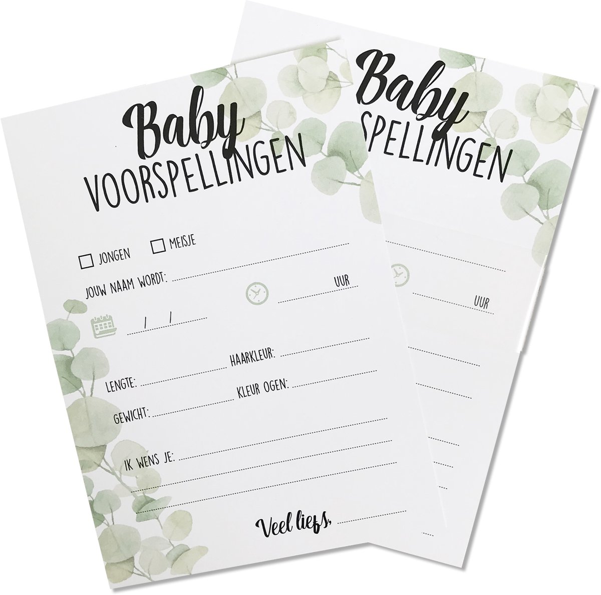 My Little Buddha - Babyshower Invulkaarten - 20 stuks - Voorspellingen voor jongens en meisjes - Neutraal met bladeren