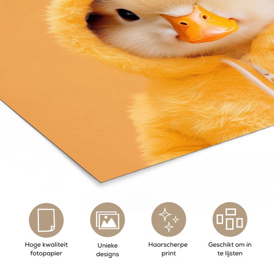 Poster 50x50 cm - Paashaas - Kostuum - Eend - Posters - Kamer decoratie - Wanddecoratie woonkamer - Muurdecoratie slaapkamer