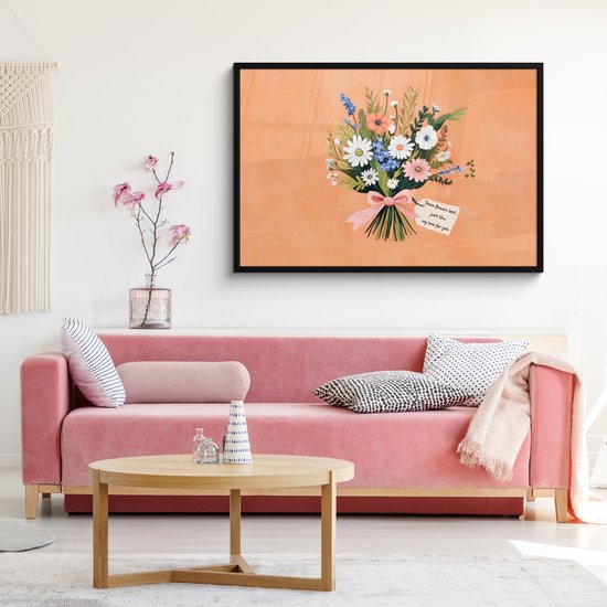 Affiche encadrée - Cadre photo 120x80 cm - Posters - Bouquet - Noeud - Citation - Cadre poster noir - Décoration - Décoration murale salon - Décoration murale chambre