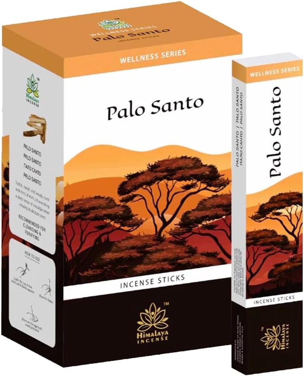 Himalaya Palo Santo Premium Agarbatti 12 x 15g – Handgerolde Palo Santo Wierookstokjes uit India | Reinigend & Kalmerend | Voor Yoga, Meditatie, Gebed, Pooja & Aromatherapie Met Kajal Sticker