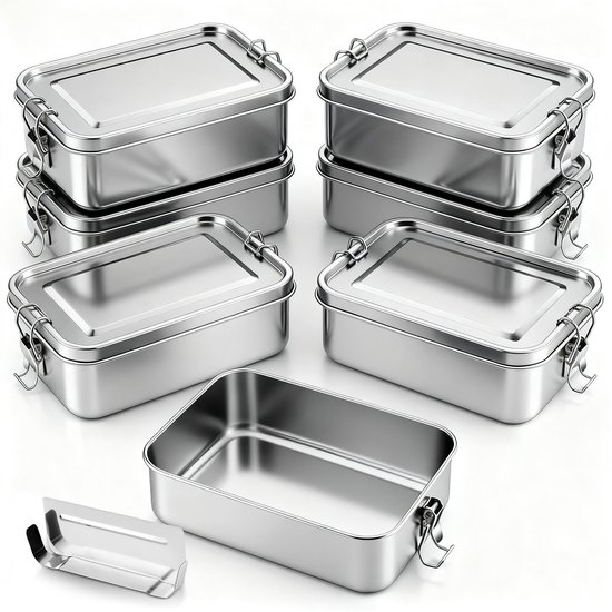 TTLUOKER® 304 RVS Vershoudbakjes Set 7-delig - Lunchbox - Luchtdichte & Lekvrije Meal Prep Bakjes - Vriezer- Vaatwasmachinebestendig - BPA-Vrij