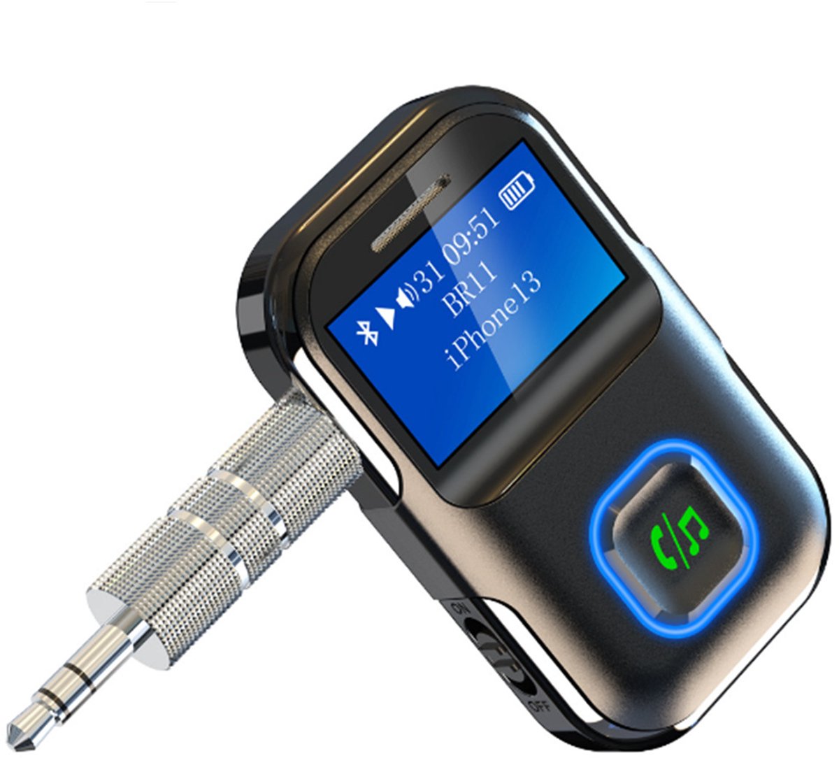 Bluetooth 5.3 Auto-audio-ontvangeradapter Draagbare muziek-MP3-speler met scherm