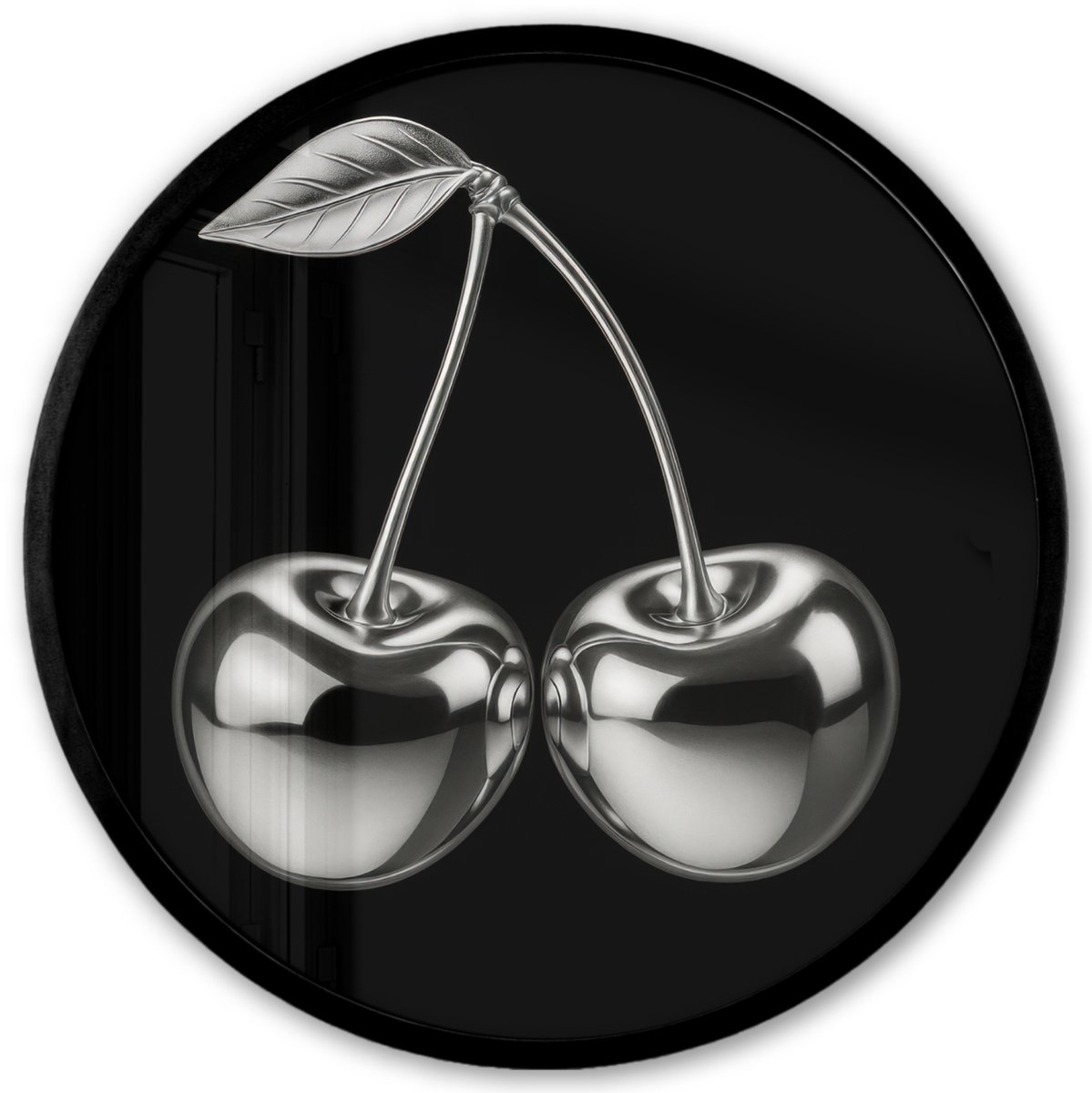 FrameYourWall Poster in lijst Rond - Fotolijst 40x40 cm - Posters - Kers - Luxueus - Metallic - Ronde posterlijst zwart - Decoratie - Wanddecoratie woonkamer - Muurdecoratie slaapkamer