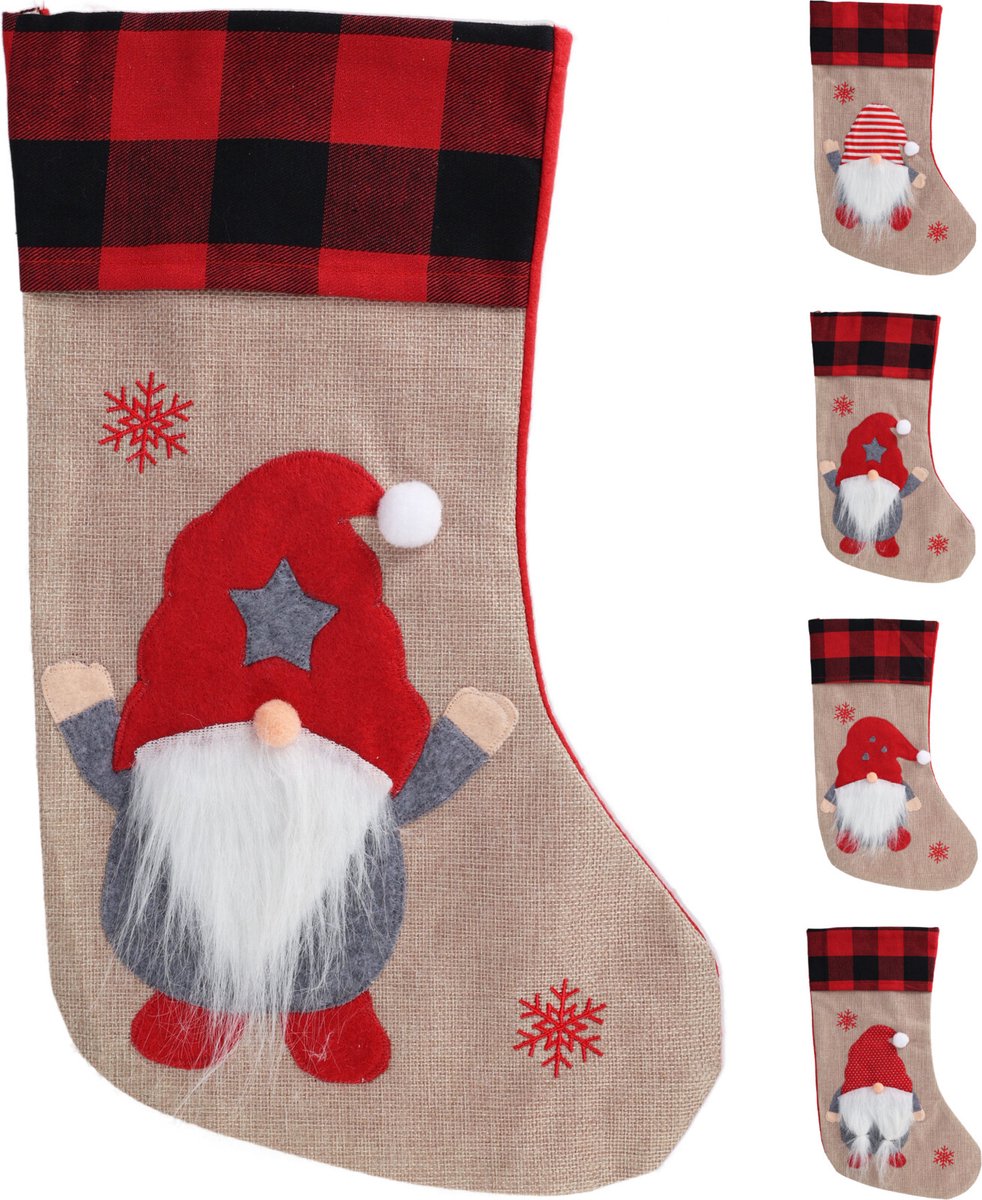 Kerstdecoratie - Kerstversiering - Kerstcadeau Verpakking - 4 stuks - kerst sok - kerstversiering - kerstsokken