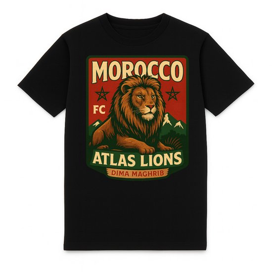 FC ELEVEN - Marokko Atlas Lions Heavy T-Shirt - Zwart