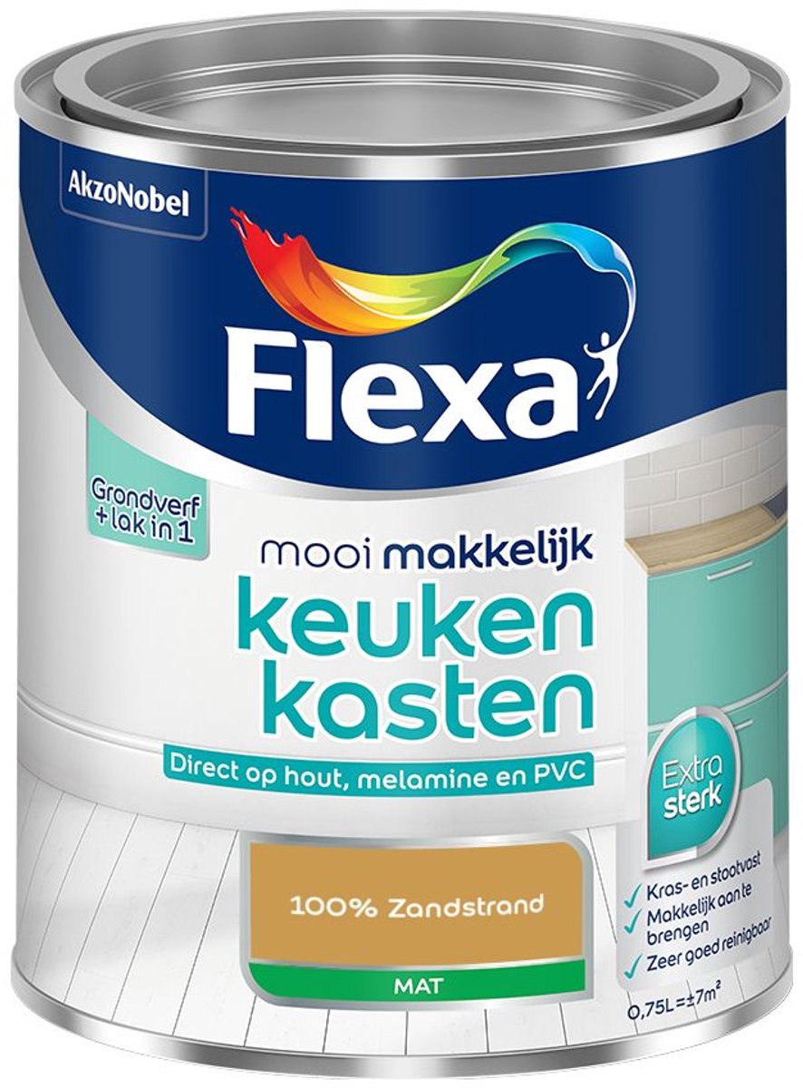 Flexa - Mooi Makkelijk Keukenkasten Mat - 100% Zandstrand - Mengverf - 0.75 L