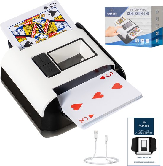 Finchable® Kaartenschudmachine - Schudmachine voor Speelkaarten - Kaartschudder met 2 Standen - Oplaadbaar