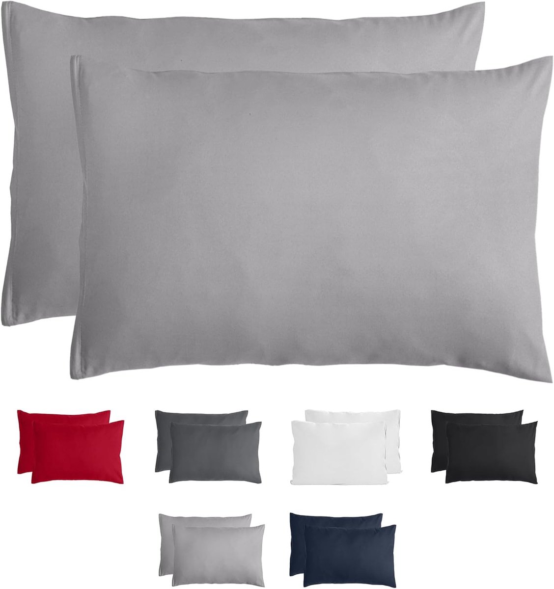 Komfortec Set van 2 Premium Kussenslopen 40x60 cm - Superzachte Kussenhoes – 100% - Geborsteld Polyester - 90g/m²- Grijs