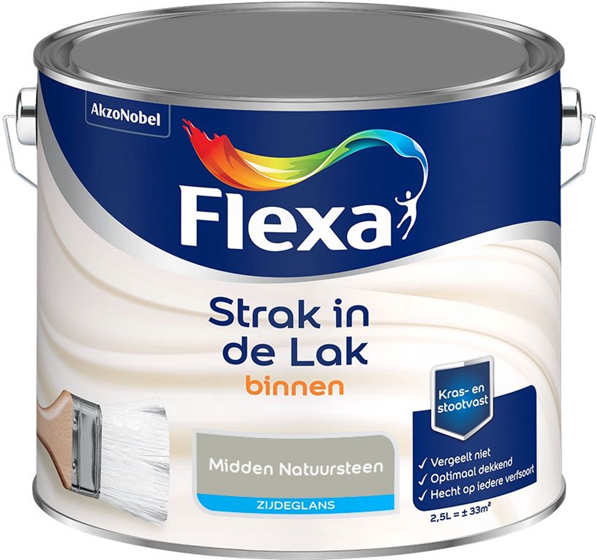 Flexa - Strak in de Lak Binnenlak Zijdeglans - Midden Natuursteen - Mengverf - 2.5 L