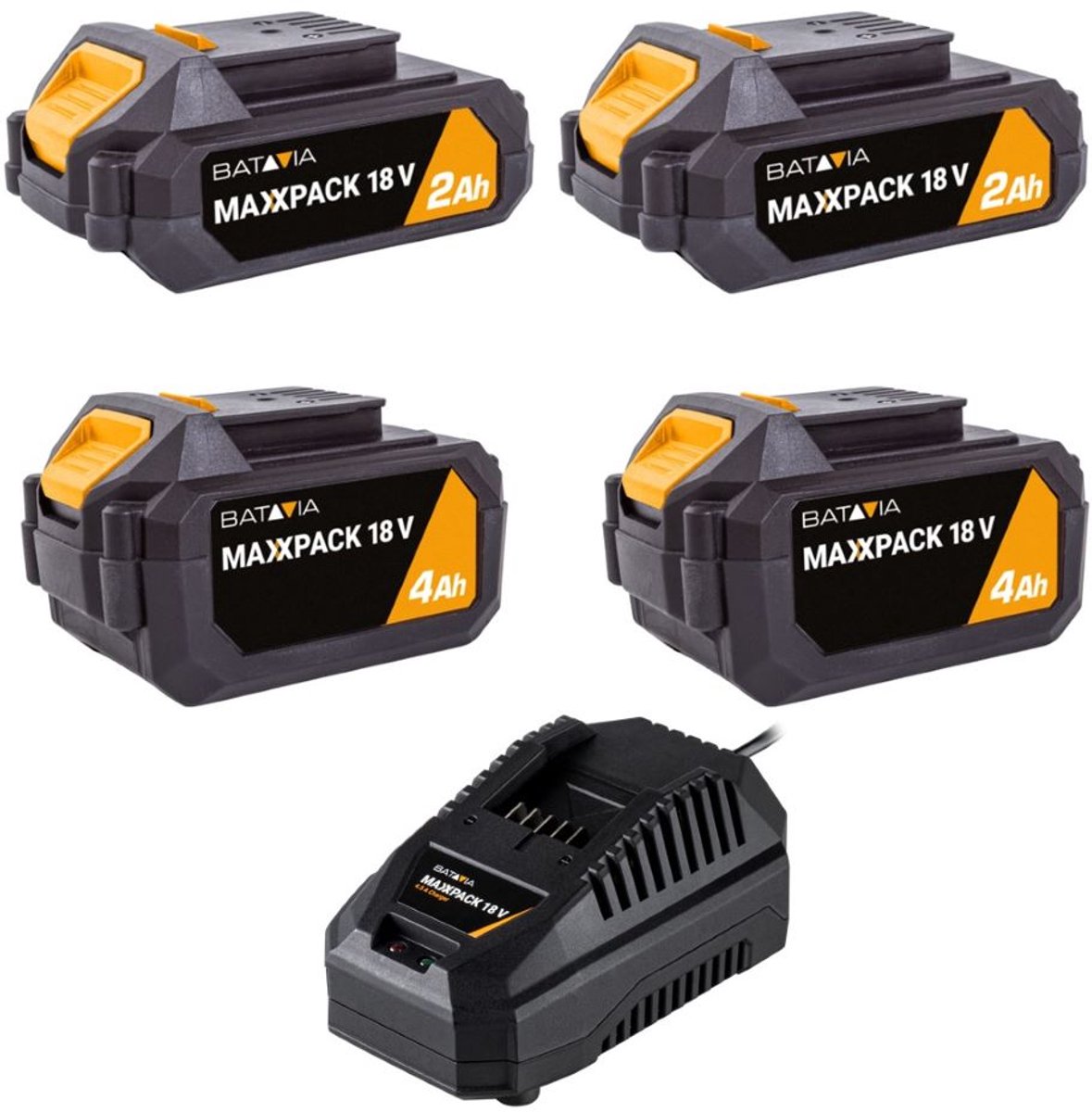 Batavia 18V Power Pack – 4 Accu's + Snellader