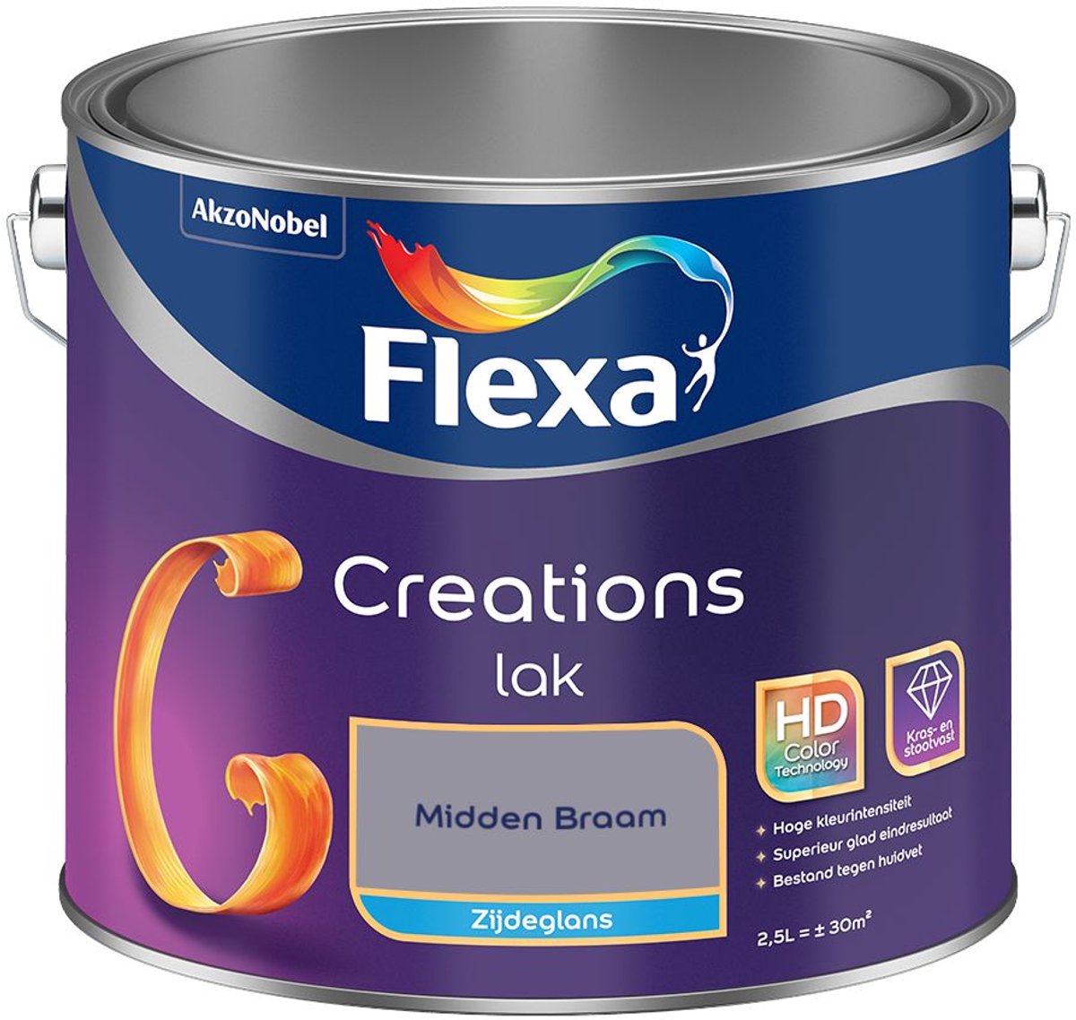 Flexa - Creations Lak Zijdeglans - Midden Braam - Mengverf - 2.5 L