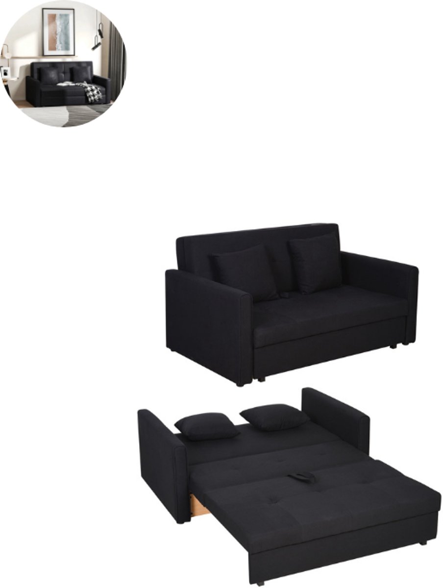 GranMaison Slaapbank - Uitklapbaar - Slaapstoel - Logeerbed - Zetelbed - Slaapfauteuil - Vouwbed - 2 persoons - Zeer comfortabel - Zwart