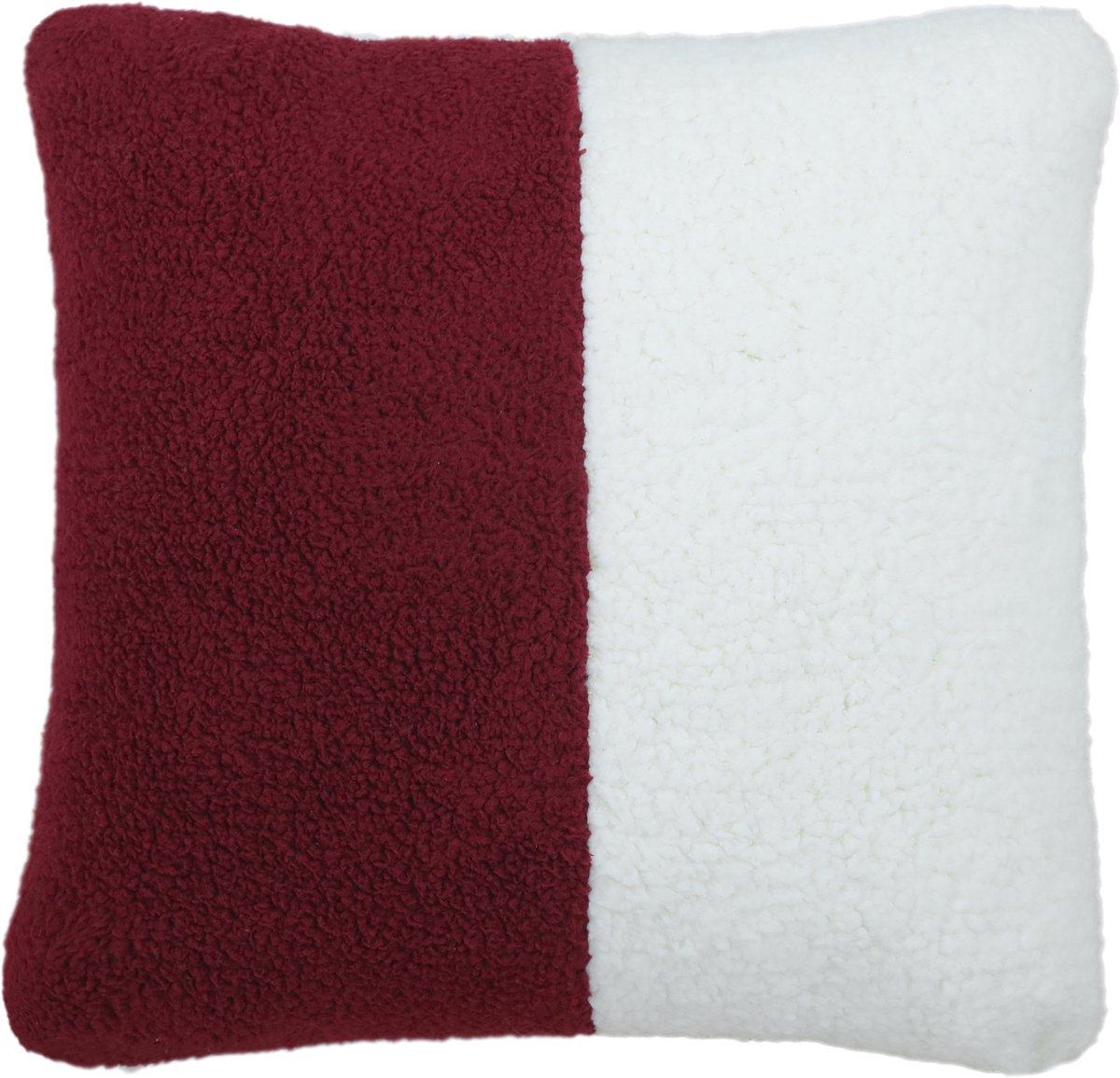 Urbane Hide Kussenhoezen | Kussenhoes | Kussenhoesjes | Duo Sherpa Fleece | 50x50 cm | 100% Polyester | Wit en Rood | Zonder binnenkussen Part E