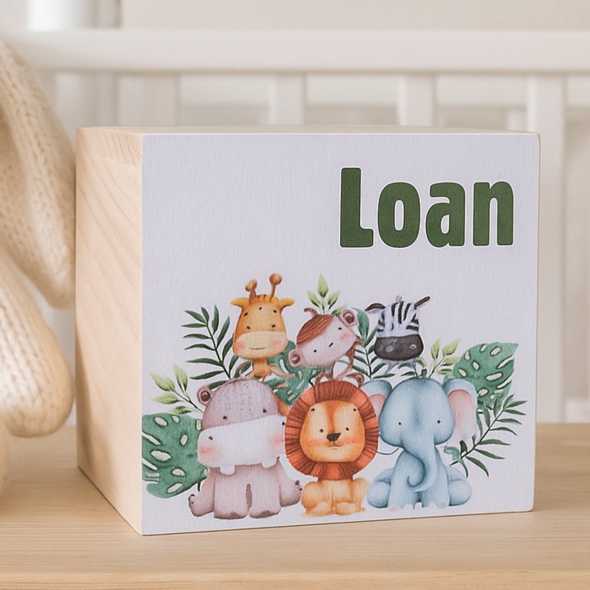 Houten spaarpot | Dieren | Jungle | Kraamcadeau | Baby | Zwanger | Gepersonaliseerd | Hout | SVP NAAM DOORGEVEN PER E-MAIL