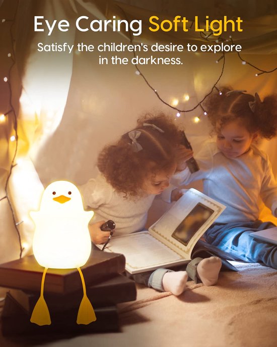Nachtlicht - sfeerlicht - Cartoon lamp - Oplaadbare bed koplamp - Mood verlichting - Drie versnellingen regeling - Lange voeten eend vorm - Schattig warm - geschikt voor kinderkamers en kinderopvoeding - een geweldig cadeau voor kinderen van Merkloos — afbeelding 4