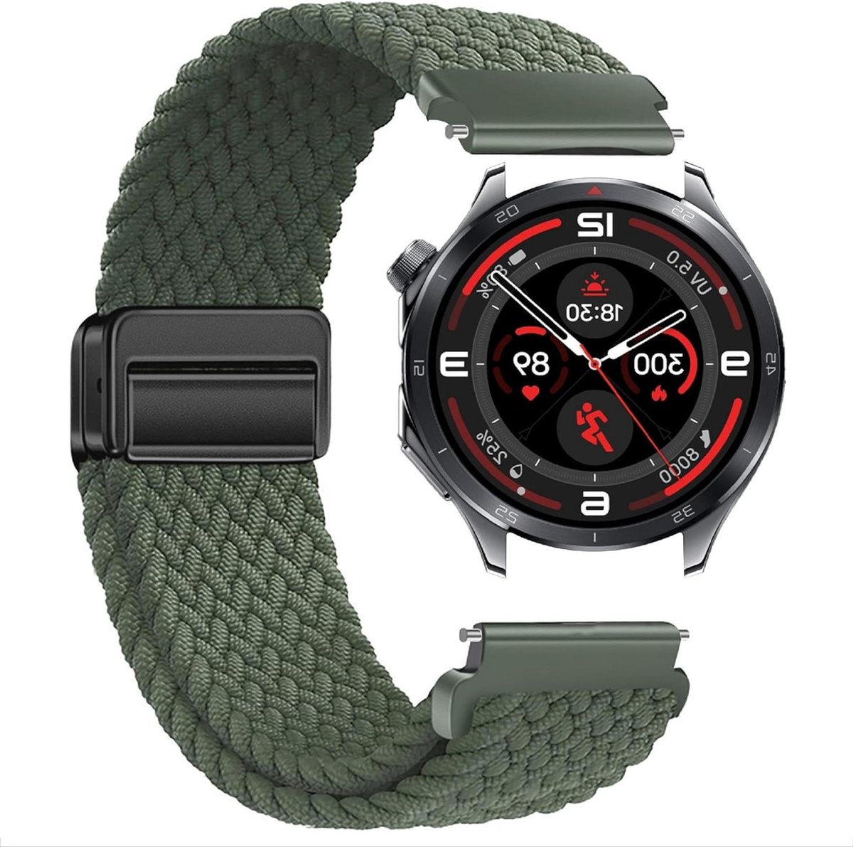 Band compatibel met Smartwatch 3, flexibele nylon gevlochten band, vervanging van het bandje [Unisex], nylon - zwart.