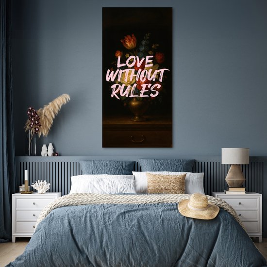 Poster 75x150 cm - Liefde - Modern - Bloemen - Posters - Kamer decoratie - Wanddecoratie woonkamer - Muurdecoratie slaapkamer