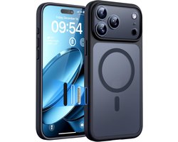 Geschikt voor Apple iPhone 17 Pro Max - Camera Control Capture Button - Millitaire - Anti-vingerafdruk - Geschikt voor Mag - Volledige Camerabescherming - Schokbestendig - Dun - Matte Back Cover Hoesje - Donker Zwart