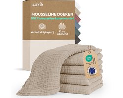 Laleni Hydrofiele Doeken - 100% Katoen - Mousseline - 70x70cm - Beige - Set van 5