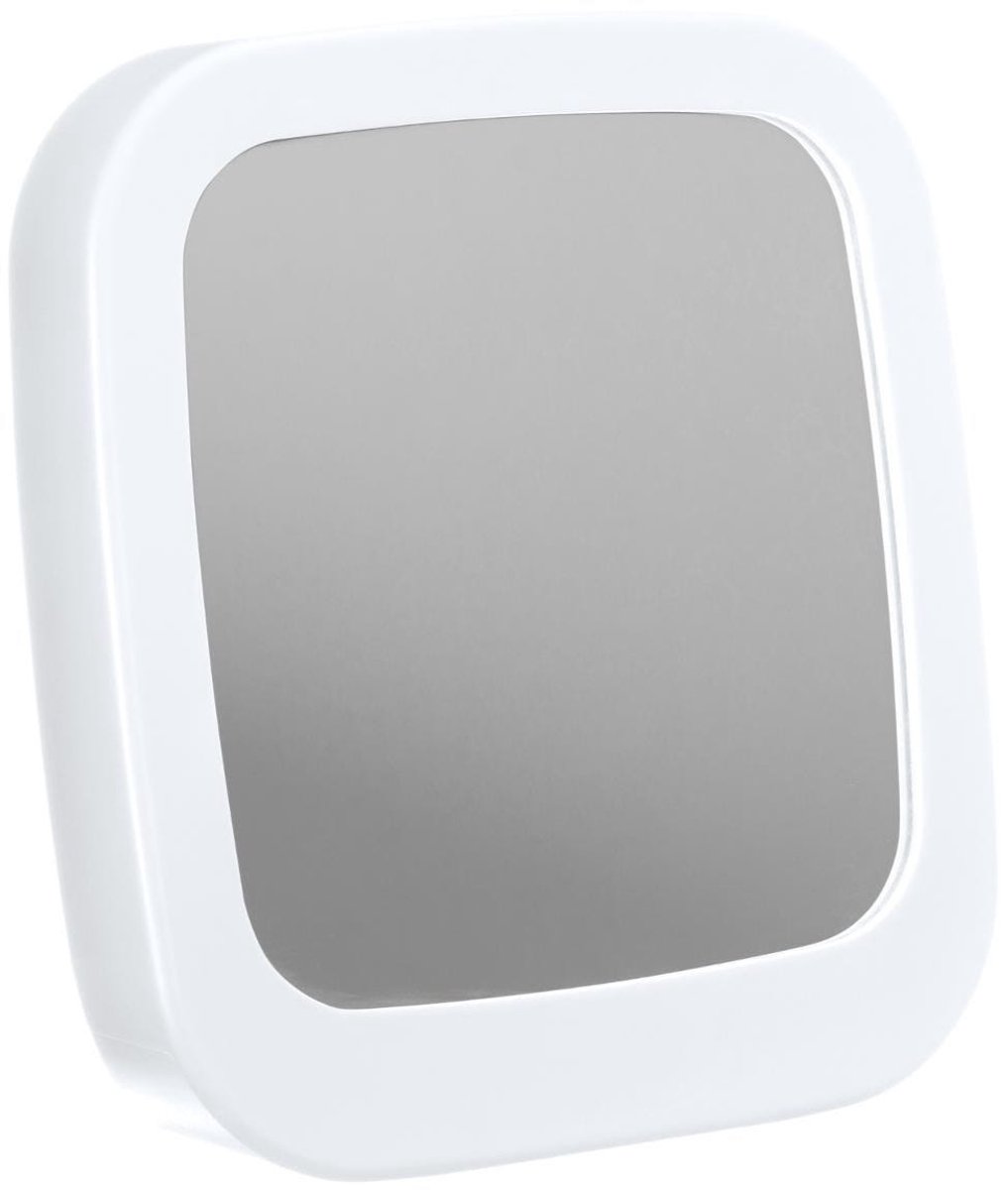 Basic make-up spiegel - scheerspiegel - met standaard - kunststof - 18 x 20 x 6 cm - wit
