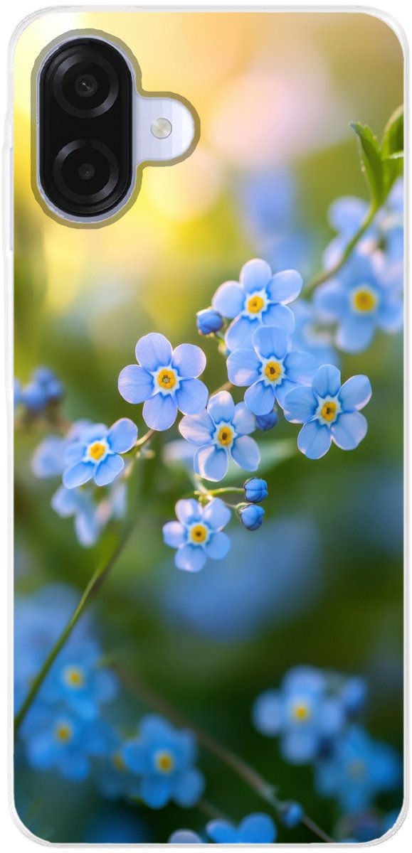 Telefoonhoesje Geschikt voor Samsung Galaxy A07 hoesje - Bloemetjes - Blauw - Vergeet mij nietjes - Siliconen Telefoonhoesje Telefoonhoesje
