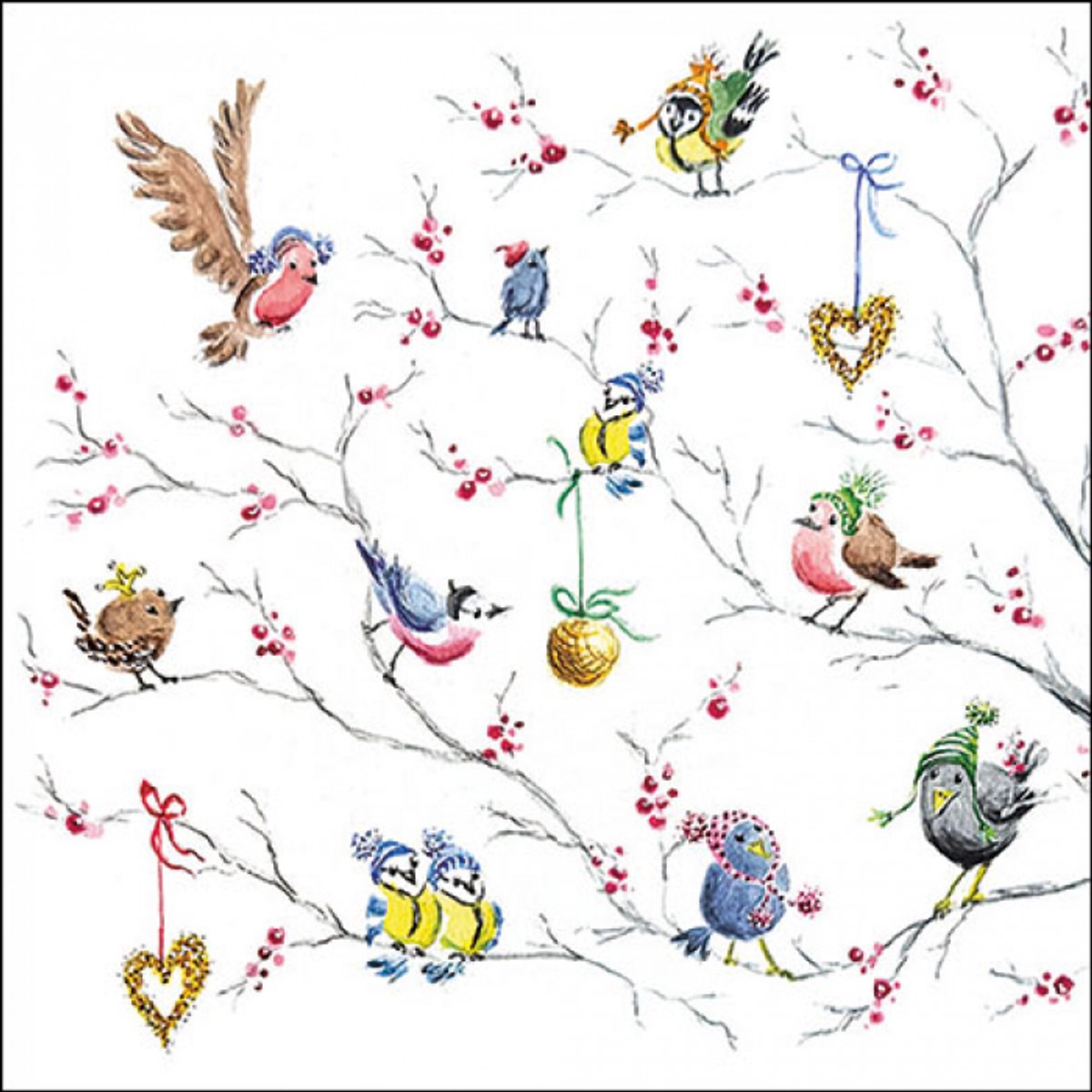 Ambiente papieren servetten vogels op een tak Birds on tree 20 pcs 33 x 33 cm