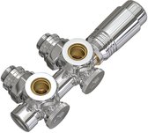 EMKE Radiatorkraan met Thermostaat - 2 in 1 Haaks/Recht Universeel - Midden Aansluitset 1/2" - 15mm & 16mm