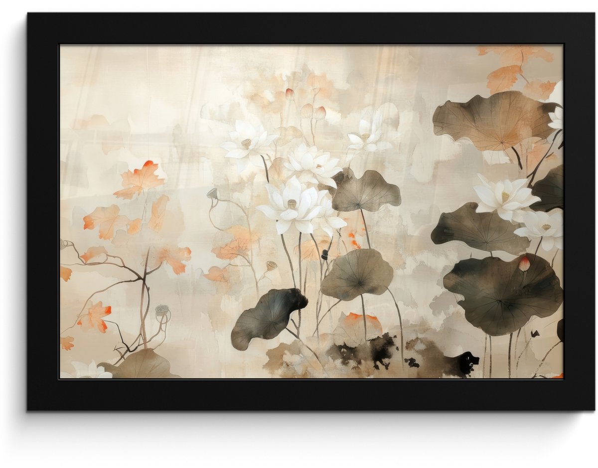FrameYourWall Poster in lijst - Fotolijst 30x20 cm - Posters - Bloemen - Japandi - Wabi sabi - Posterlijst zwart - Decoratie - Wanddecoratie woonkamer - Muurdecoratie slaapkamer