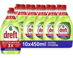 Dreft Quickwash Extra Hygiëne Vloeibaar Afwasmiddel - 10 x 450 ml